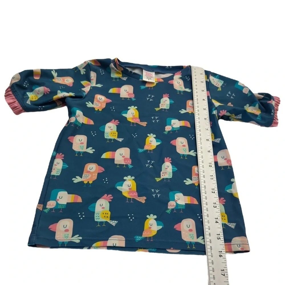 Ruffle Butts Bird Baby Swimsuit Short Sleeve Top Size 6 Toddler